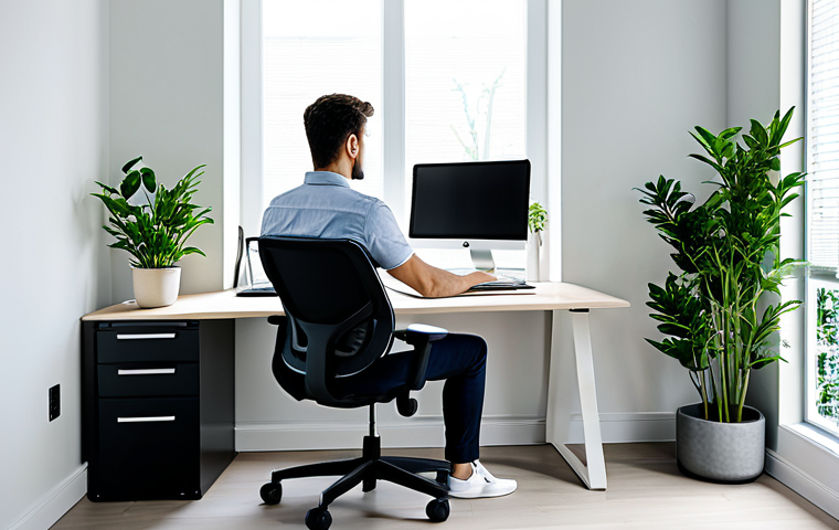 효율적인 업무를 위한 홈 오피스 구성 아이디어 - Ergonomic Home Office Setup**

"A bright and airy home office with a person working at a desk, featu...