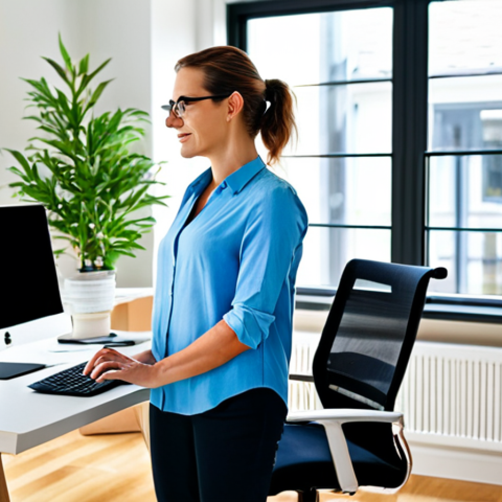 운동과 홈 오피스의 인체공학적 요소 - Ergonomic Home Office Setup**

"A bright, modern home office with a professional woman working at a ...