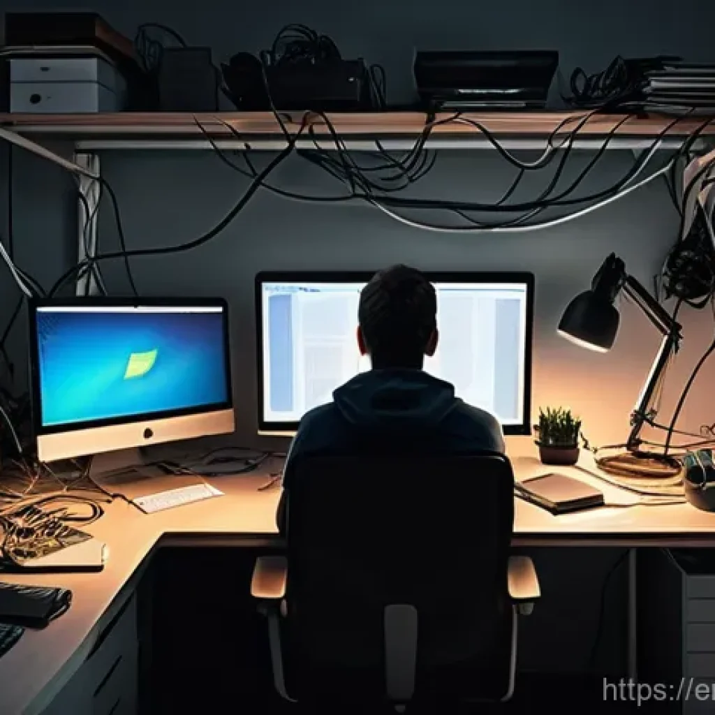 인체공학적 설계에 맞춘 전선 정리 방법 - **Prompt: "The Cable Monster Conquered: A Before and After Transformation"**
A split image, depi...