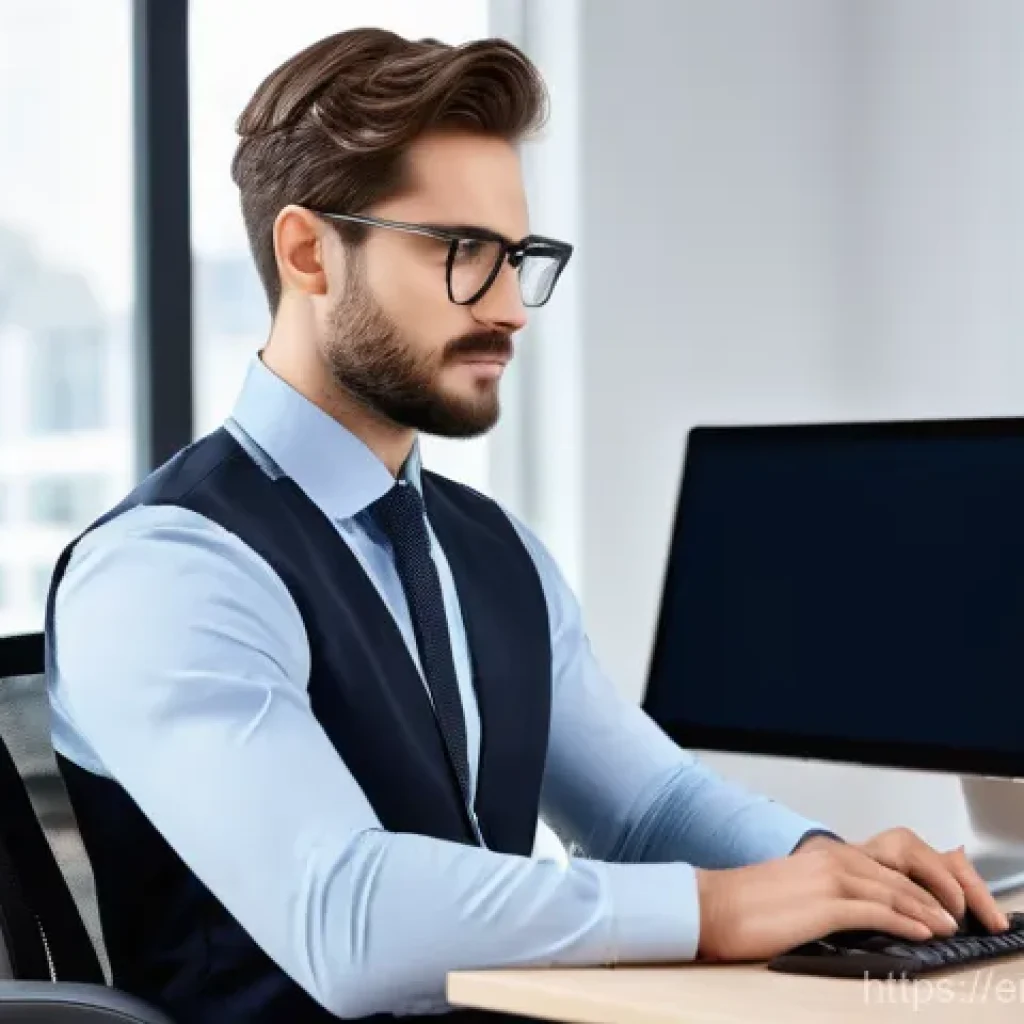 인체공학적 원칙을 반영한 책상 활용 방법 - **Prompt 1: Focused Productivity in an Ergonomic Setup**
    A young professional, in smart-casual b...