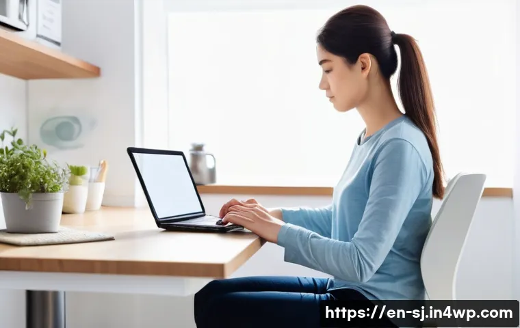 인체공학적 설계가 중요한 이유 - **"The Silent Strain: Before Ergonomics"**
    A young adult, approximately 25-35 years old, is seat...