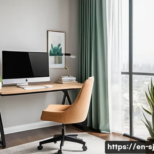 Home 32 인체공학적 설계로 인한 정신적 효과 - A modern ergonomic home office setup featuring an adjustable chair with lumbar support, a split ergo...